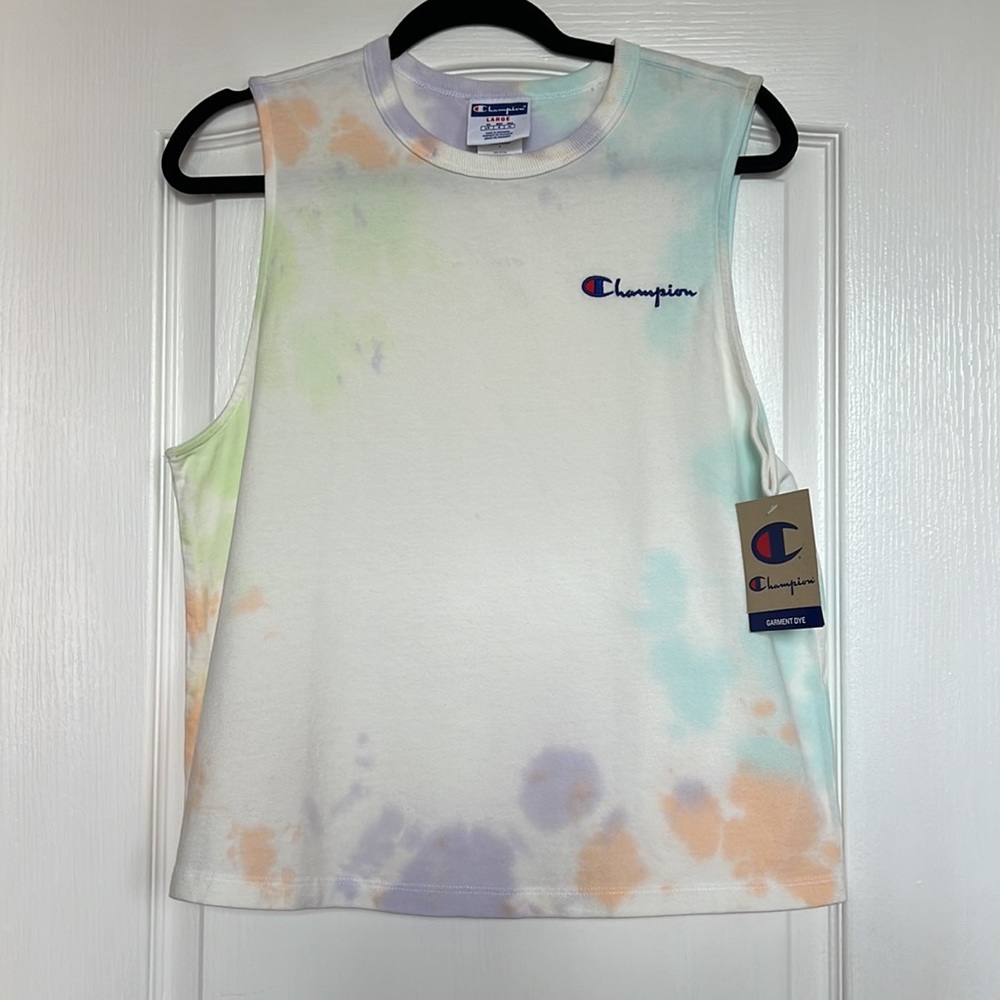 NWT CHAMPION boyfriend tie dye tank top size L